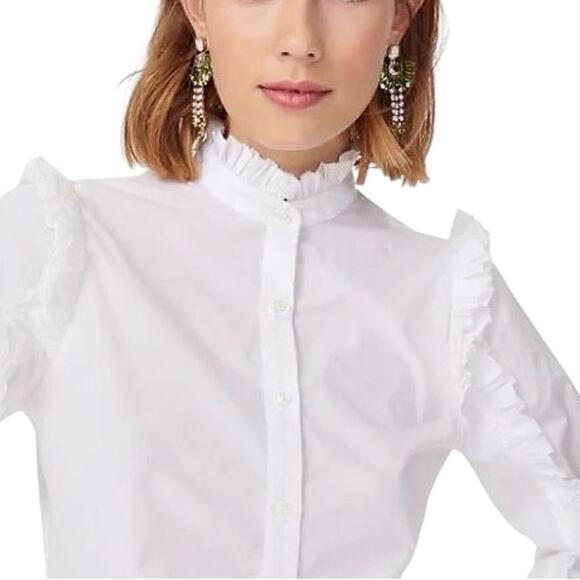 J.Crew Ruffled Popover 1/2 Button Shirt - S - Picture 4 of 6